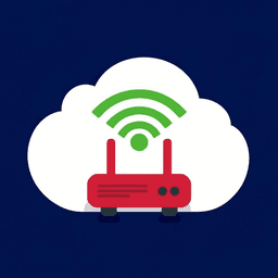 Logo MikCloud — nuage, signal WiFi et routeur MikroTik
